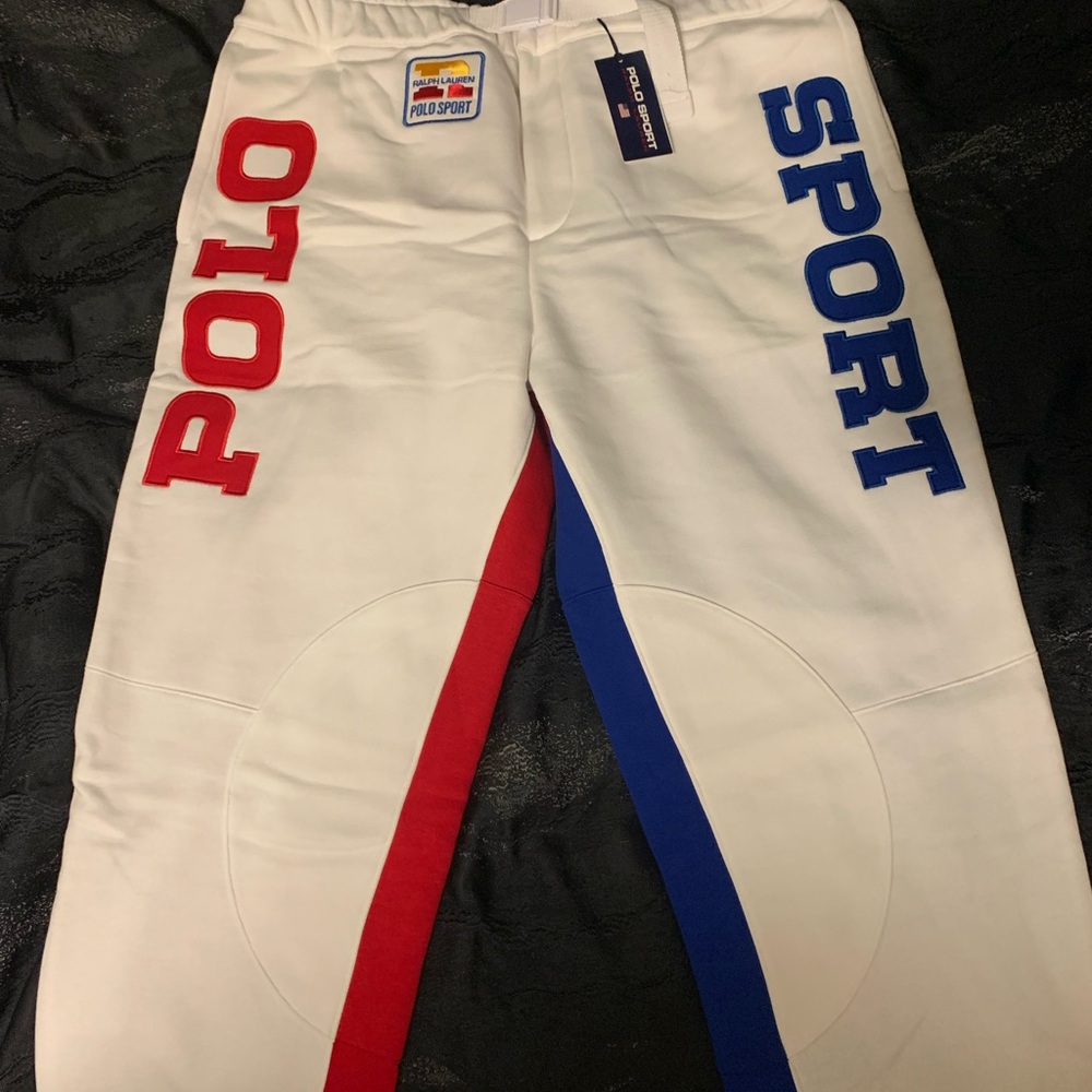 Polo by Ralph Lauren Red and White Joggers with Athletic Flair